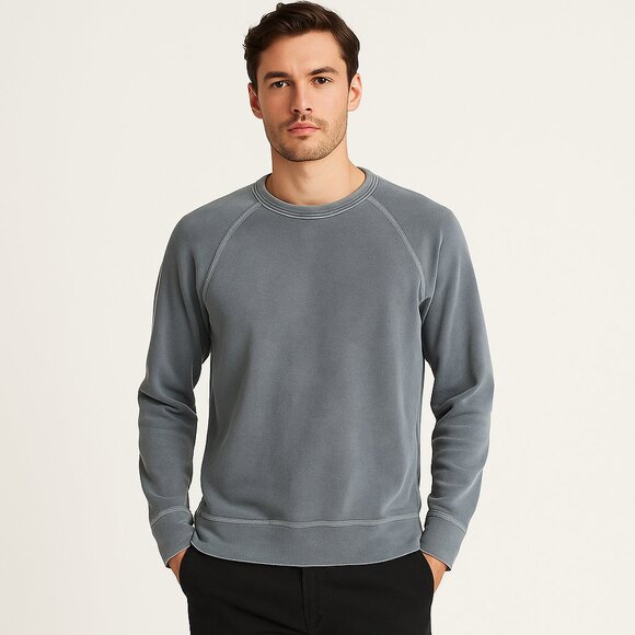 James Perse Standard Cotton Raglan Long Sleeve Sweatshirt in Washed Gray L Large - Picture 6 of 6